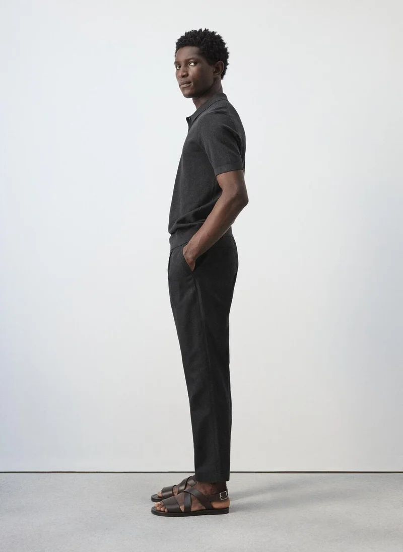 Mango Man  Slim fit cropped linen-cotton trousers for Men | Best Price UAE