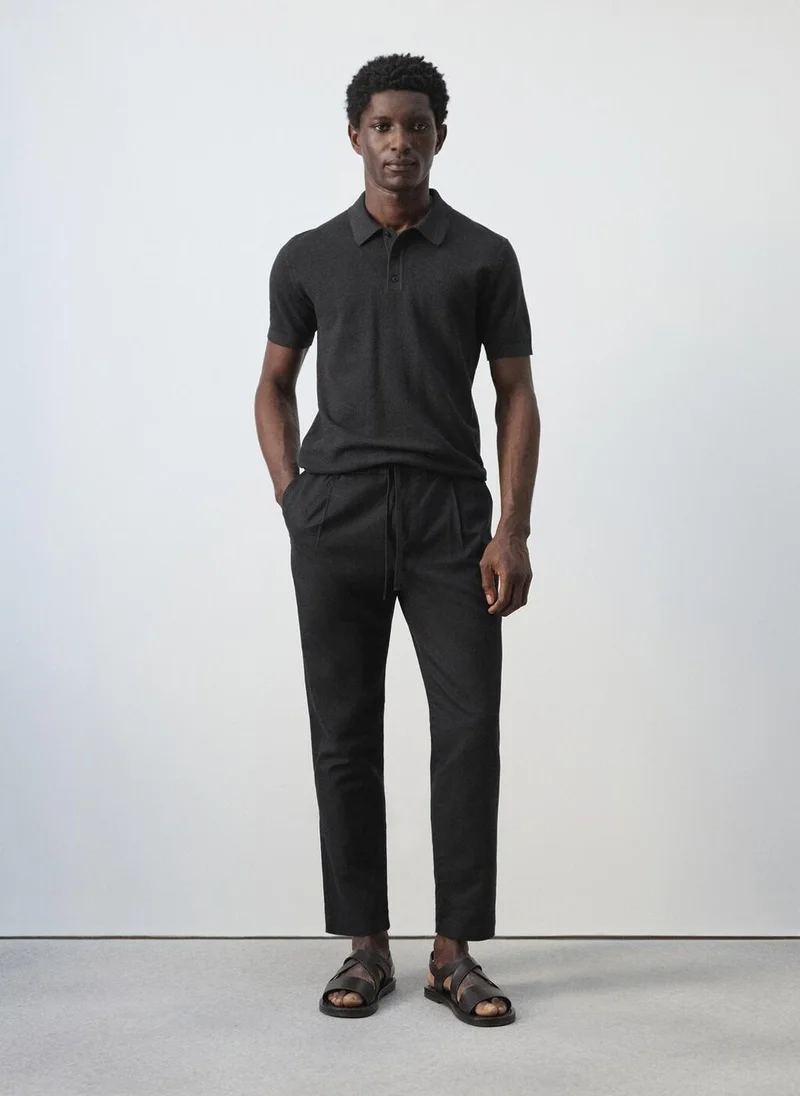 Mango Man  Slim fit cropped linen-cotton trousers for Men | Best Price UAE