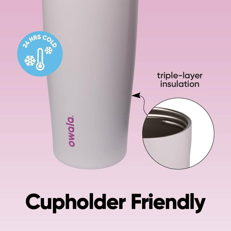Owala FreeSip Sway Insulated Stainless Steel Water Bottle with Two-Way Spout, Built-In Straw and Bucket Handle, Made for Travel, School, and Sports, 40oz, BPA Free, Leak Proof, Dreamy Field - Image 4