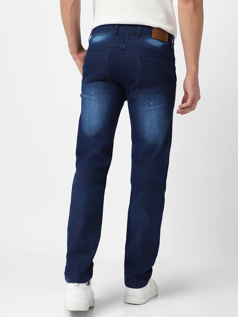 Urbano Fashion  Urbano Fashion Men's Dark Blue Regular Fit Washed Jeans Stretchable for Men | Best Price UAE