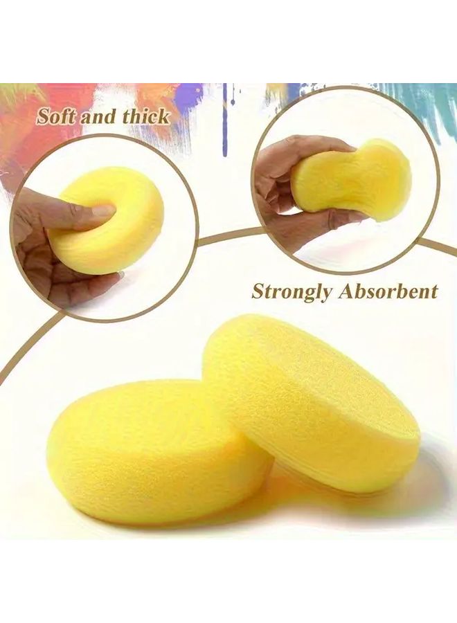 5pcs Yellow Painting Clay Sponge Round Synthetic Artist Sponge for Watercolor Ceramics Handicrafts - Image 4