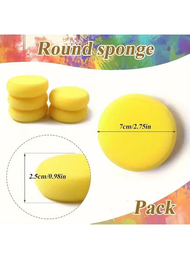 5pcs Yellow Painting Clay Sponge Round Synthetic Artist Sponge for Watercolor Ceramics Handicrafts - Image 2