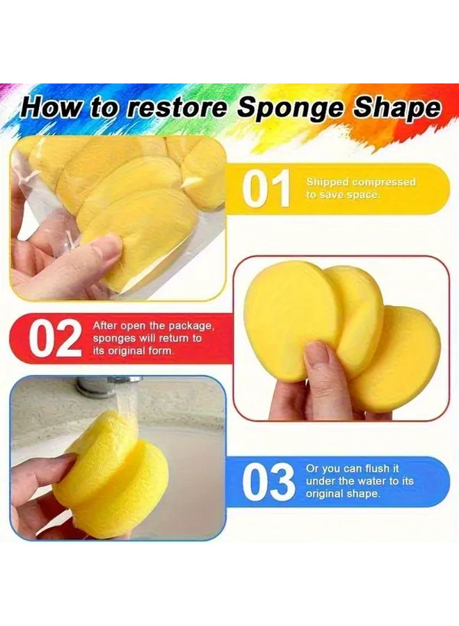 5pcs Yellow Painting Clay Sponge Round Synthetic Artist Sponge for Watercolor Ceramics Handicrafts - Image 5