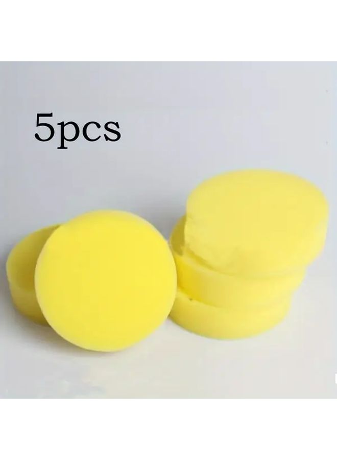 5pcs Yellow Painting Clay Sponge Round Synthetic Artist Sponge for Watercolor Ceramics Handicrafts - Image 3