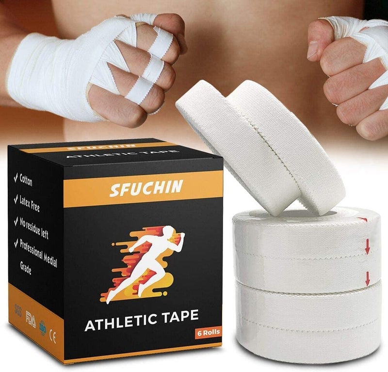 Sfuchin White Athletic Tape 6 Pack 05 30ft Finger Tape Medical Tape Foot Tape No Sticky Residue Easy to Tear for Rock Climbing JiuJitsu Grappling Martial Arts Hockey Stick Lifters - Image 3
