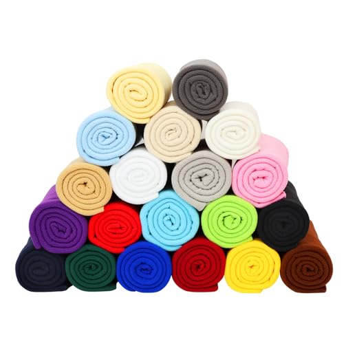 M Mute Touch 20PCS Solid Color Knitted Polar Fleece Fabric | 20''x20'' | Anti Pill Fabric Patchwork Polyester Plush Fleece Cloth for Sewing, Toys, Throw Blankets, PJ Pants, Booties, Eye Mask - Image 1