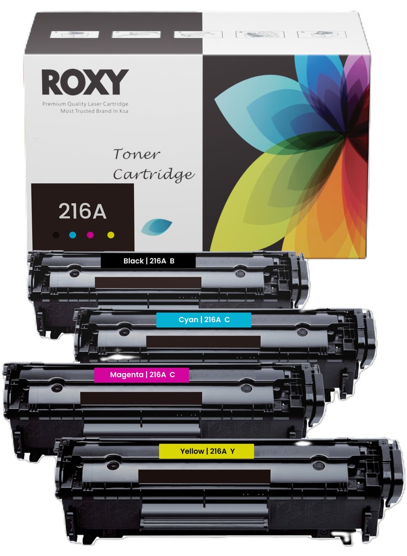 روكسي مجموعة خراطيش حبر 216A مع شريحة من ROXY – بديل متوافق لطابعات HP LaserJet Pro M183fw، M182nw، M155a – W2410A، W2411A، W2412A، W2413A – ألوان BCMY عالية السعة – ليس منتج HP - Image 1