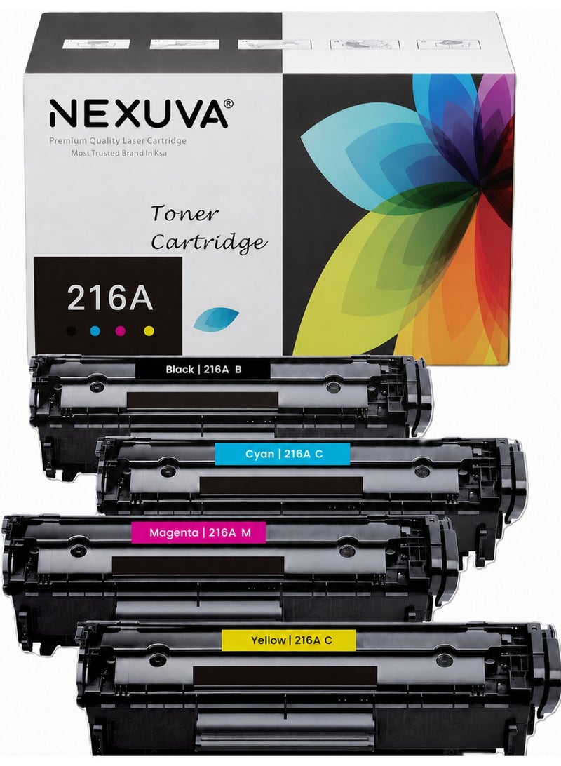 NEXUVA 216A Compatible Toner Cartridge Set with Chips for HP Color LaserJet Pro M155a, M155nw, M182n, M182nw and M183fw – W2410A, W2411A, W2412A, W2413A – 4-Pack - Image 1