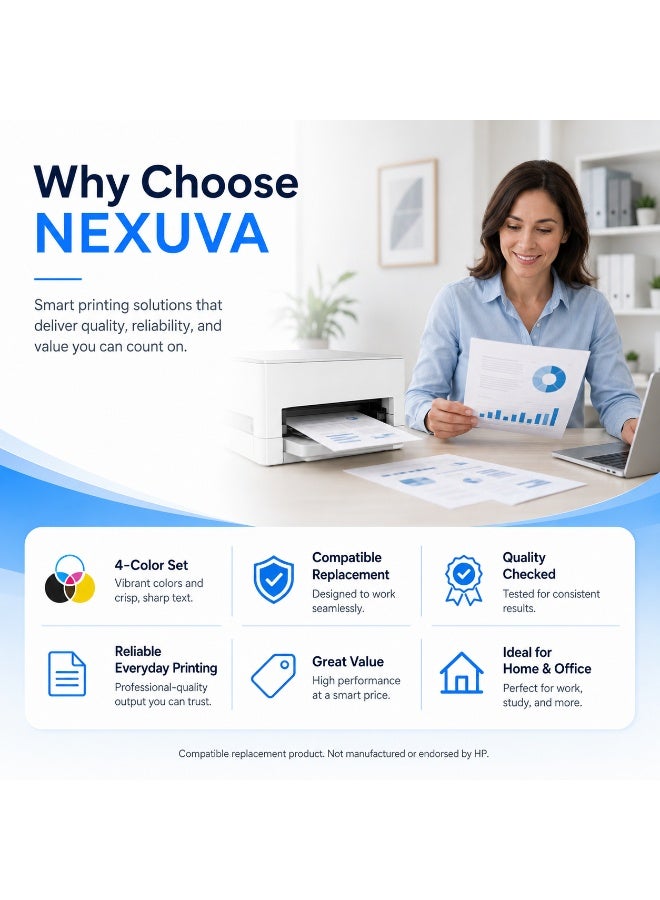 NEXUVA 216A Compatible Toner Cartridge Set with Chips for HP Color LaserJet Pro M155a, M155nw, M182n, M182nw and M183fw – W2410A, W2411A, W2412A, W2413A – 4-Pack - Image 2