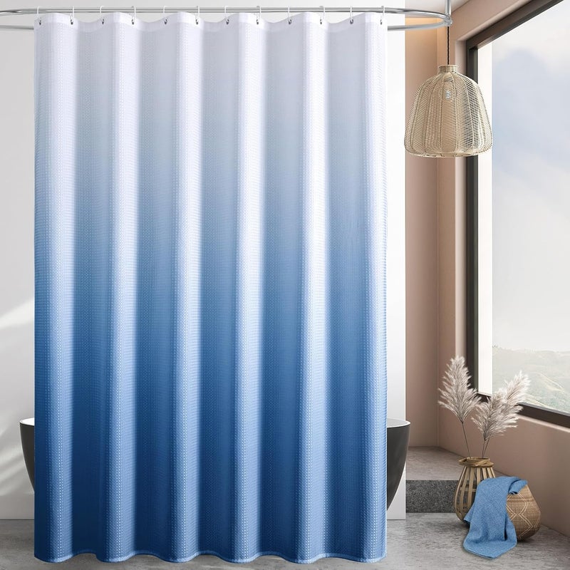 MitoVilla Ombre Fabric Shower Curtain - Modern Weighted Shower Curtain for Luxury Bathroom Decor, 183 x 183 cm - Image 1