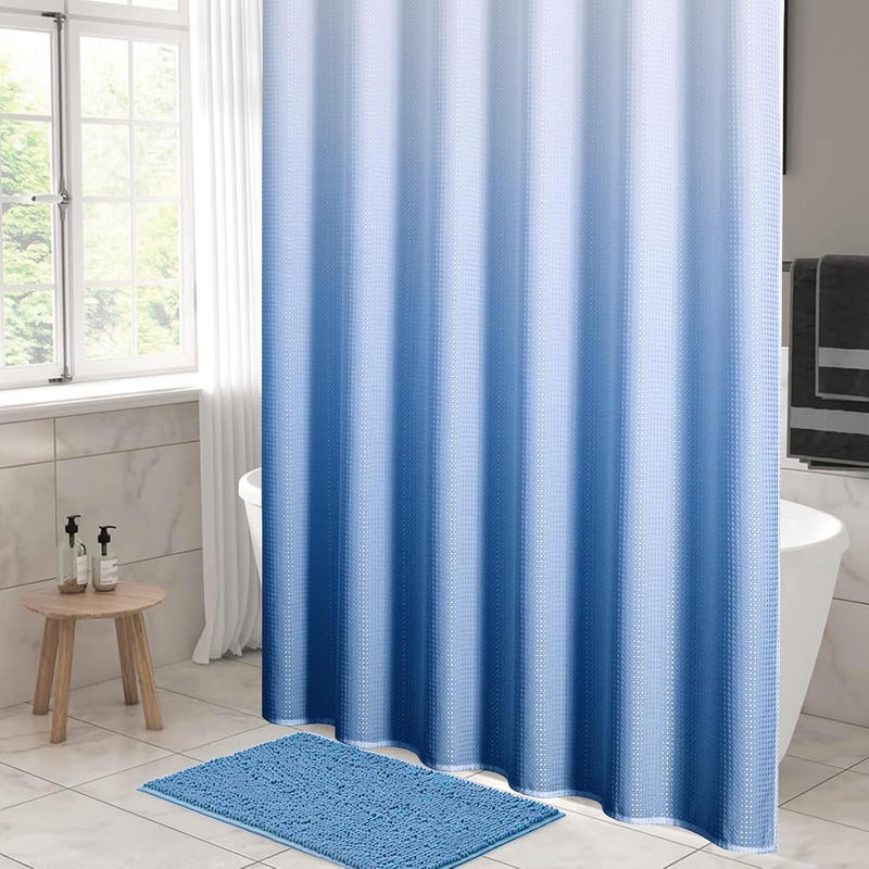 MitoVilla Ombre Fabric Shower Curtain - Modern Weighted Shower Curtain for Luxury Bathroom Decor, 183 x 183 cm - Image 2