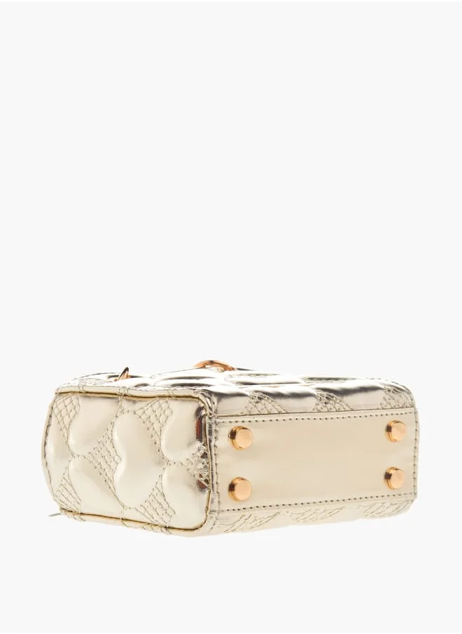 Flora Bella By Shoexpress Girls Quilted Crossbody Bag with Chain Strap and Top Handles Ramadan Collection