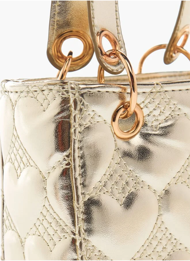 Flora Bella By Shoexpress Girls Quilted Crossbody Bag with Chain Strap and Top Handles Ramadan Collection