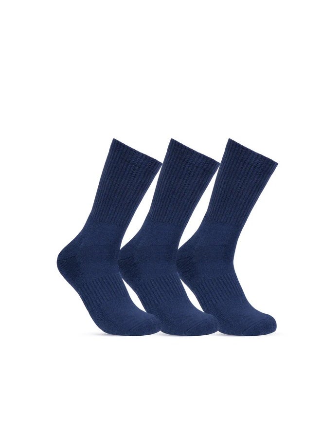 STITCH STITCH Men's Pack of 3 Half Terry Long Casual Socks 