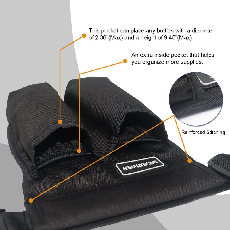 wearwan حزام زيت التدليك WEARWAN، حزام تدليك قابل للتعديل ومتين، مستلزمات معالج التدليك الأنيقة (2B-أسود) - Image 2