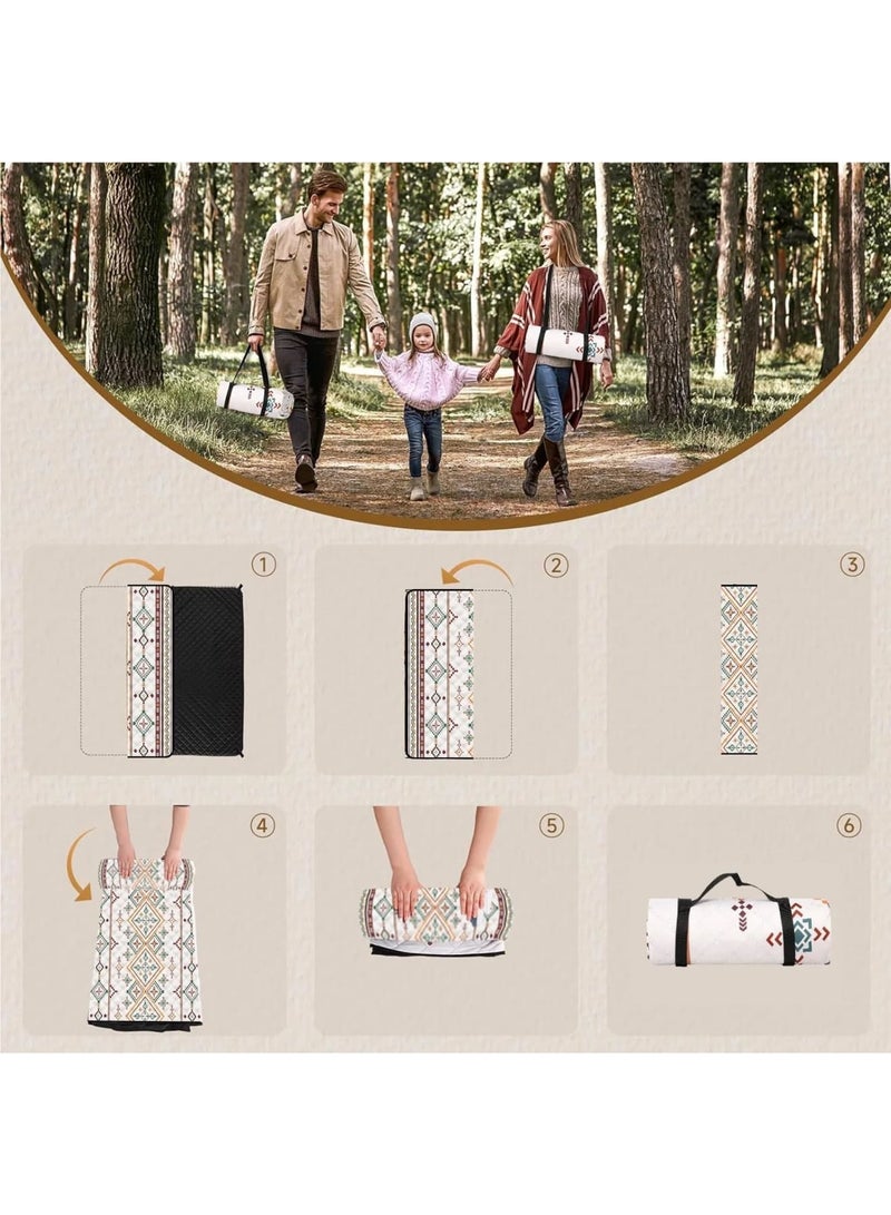 Barakah Picnic Blanket, Large Beach Blanket Outdoor Picnic Mat, Waterproof Foldable Blankets with Carrying Handle for Beach, Camping, Grass Lawn, Hiking, Park, 200x200CM - Image 5