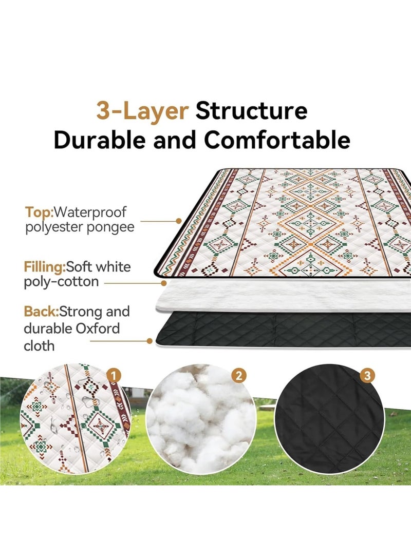 Barakah Picnic Blanket, Large Beach Blanket Outdoor Picnic Mat, Waterproof Foldable Blankets with Carrying Handle for Beach, Camping, Grass Lawn, Hiking, Park, 200x200CM - Image 4