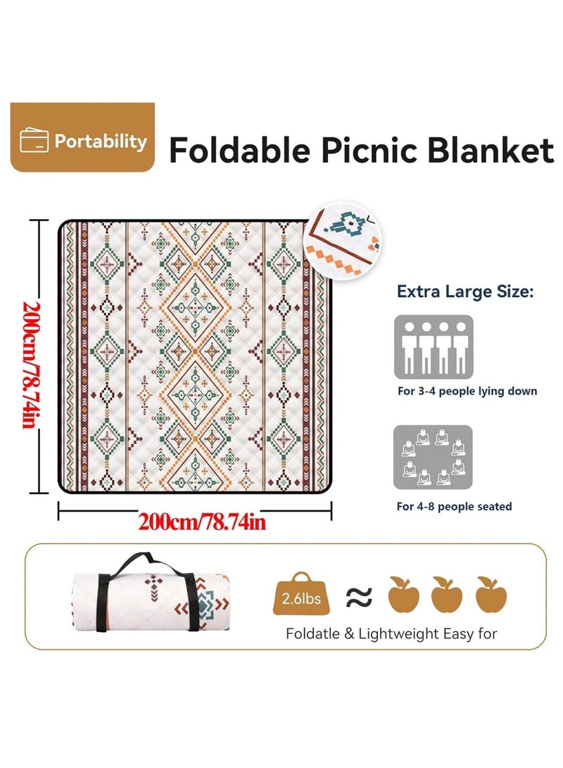 Barakah Picnic Blanket, Large Beach Blanket Outdoor Picnic Mat, Waterproof Foldable Blankets with Carrying Handle for Beach, Camping, Grass Lawn, Hiking, Park, 200x200CM - Image 3