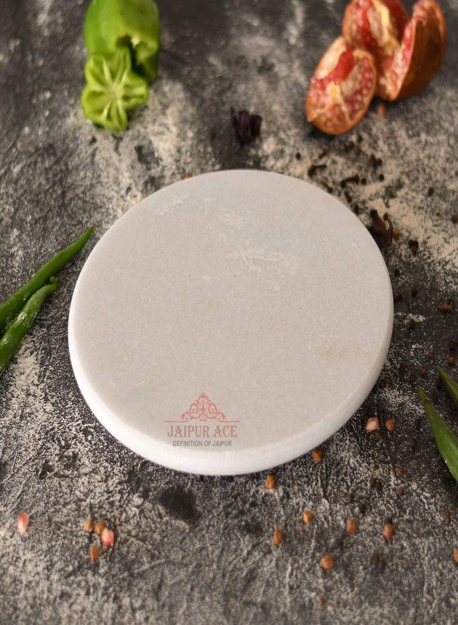 JAIPUR ACE aipur Ace White Marble Chakla Belan Set 10 Inch | Roti Chapati Maker with Wooden Belan | Smooth Rolling Board for Kitchen | Heavy Duty Stone Chakla for Daily Cooking - Image 1