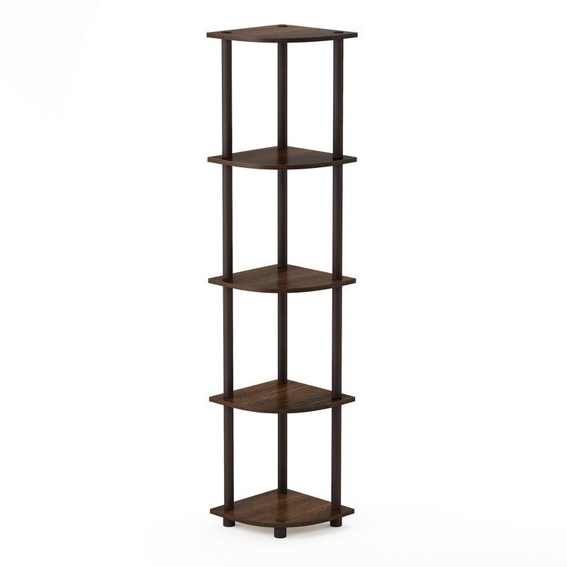 Furinno Furinno TurnNTube 5 Tier Corner Display Rack Multipurpose Shelving Unit 1Pack WalnutBrown