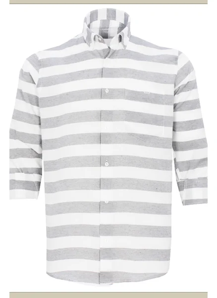 فاريتا Men's Gray Striped Long Sleeve Shirt with Pocket