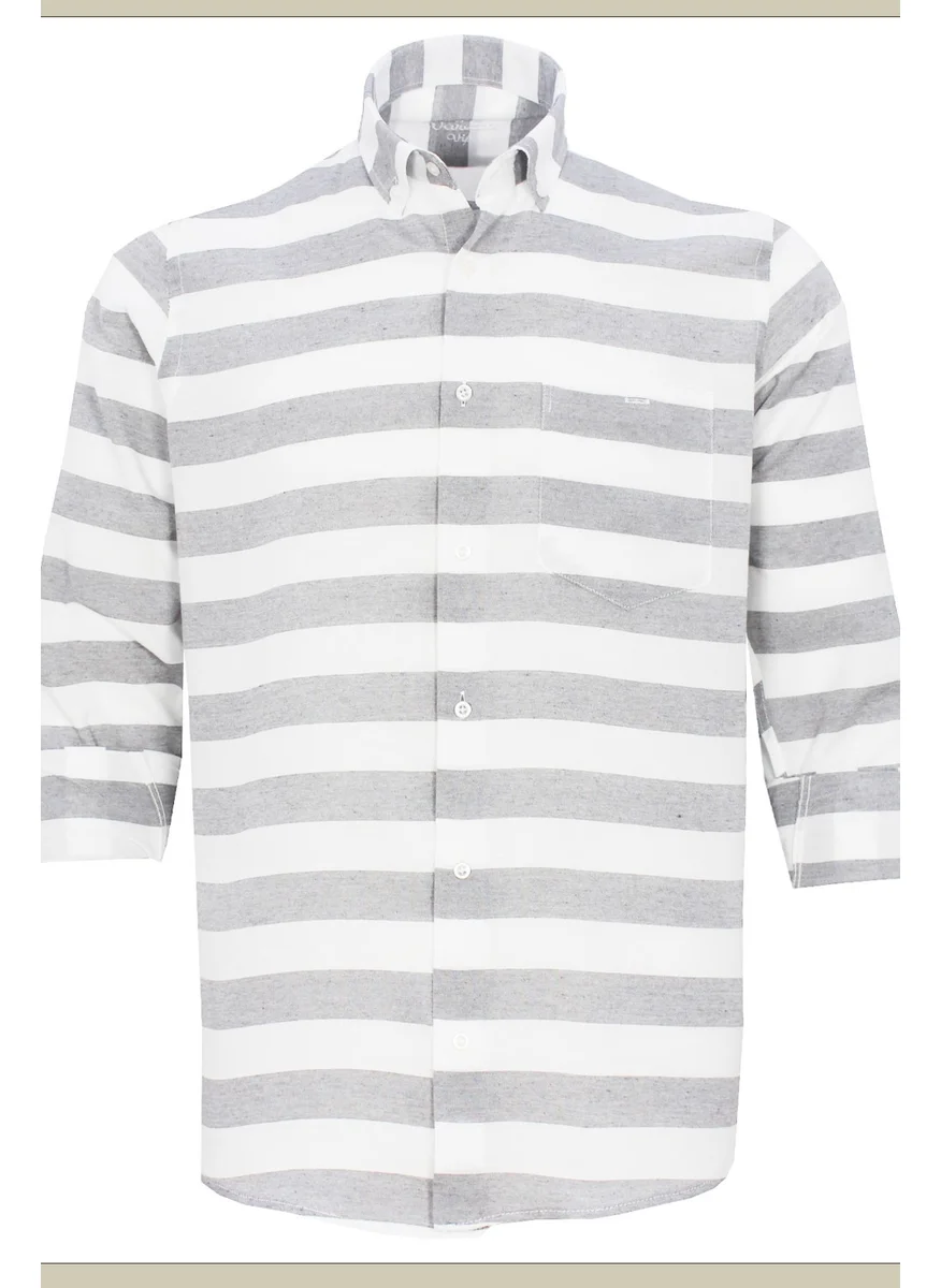 Varetta Men's Gray Striped Long Sleeve Shirt with Pocket