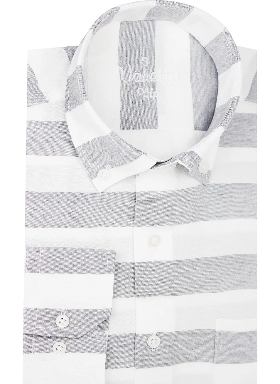 فاريتا Men's Gray Striped Long Sleeve Shirt with Pocket