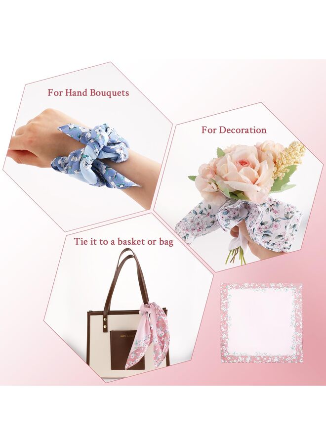 6 قطع مناديل مناديل جيب نسائية مناديل جيب نسائية مزينة بالزهور مقاس 17 بوصة لحفلات الشاي النسائية - منديل أبيض مطرز متعدد الألوان للإهداء - Image 4