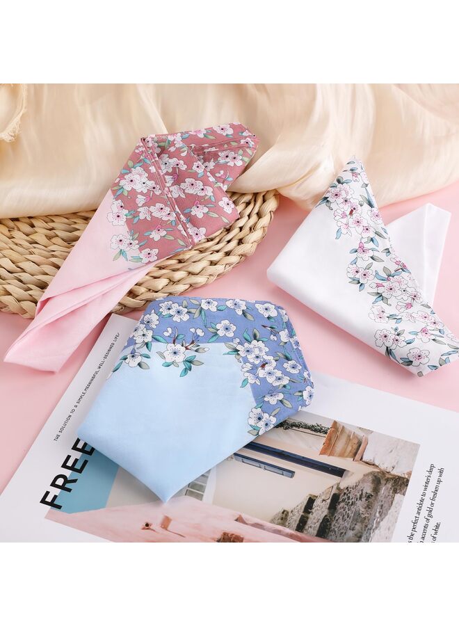 6 قطع مناديل مناديل جيب نسائية مناديل جيب نسائية مزينة بالزهور مقاس 17 بوصة لحفلات الشاي النسائية - منديل أبيض مطرز متعدد الألوان للإهداء - Image 3