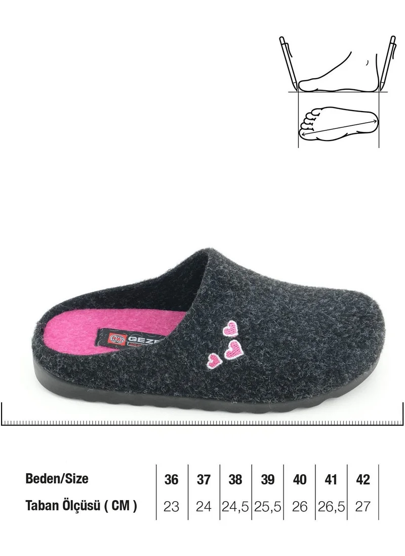 جيزر Women's Winter Embroidered Heart Design Comfortable Sole Home Garden Gondola Slippers