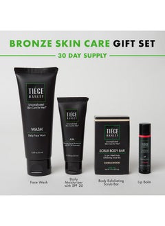 tiege hanley Tiege Hanley Mens Skin Care Gift Box Set, Bronze - Men's Skincare Set Includes Face Wash, Facial Moisturizer with SPF 20 Sunscreen, Body Exfoliating Scrub Bar, & Moisturizing Lip Balm  - Image 2