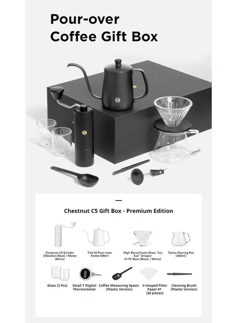 TIMEMORE Chestnut C5 Pour-Over Coffee Gift Set – Premium Edition (Black) - Image 2