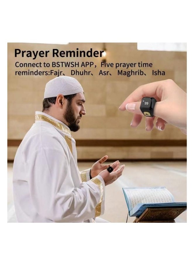 BSTWSH - 20mm Zikr Ring Arabic Smart Tasbih Ring Muslim Prayer Prayer timing reminder Tasbih Counter Smart Ring Wearable Technology  Vibration Reminder Exclusive IQIBLA App and 5 Daily Prayer Reminders - Image 1