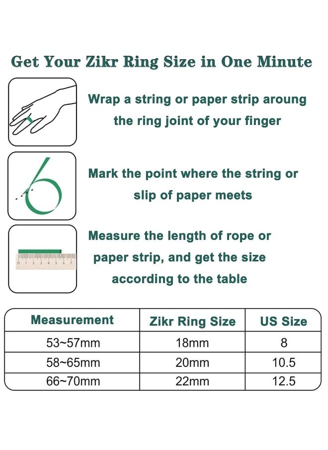 BSTWSH - 20mm Zikr Ring Arabic Smart Tasbih Ring Muslim Prayer Prayer timing reminder Tasbih Counter Smart Ring Wearable Technology  Vibration Reminder Exclusive IQIBLA App and 5 Daily Prayer Reminders - Image 1