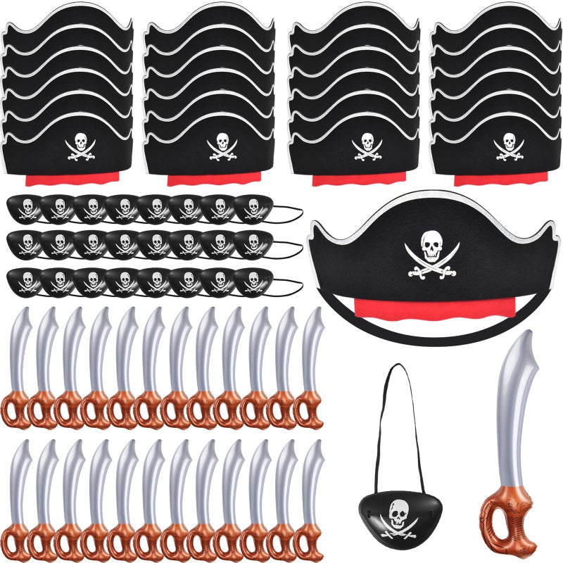 ZeeDix 72 Pcs Pirate Accessories for Kids Include 24 Pirates Hats 24 Eye Patches and 24 Swords Pirate Party Decorations for Christmas Halloween Masquerade Cosplay Birthday - Image 2