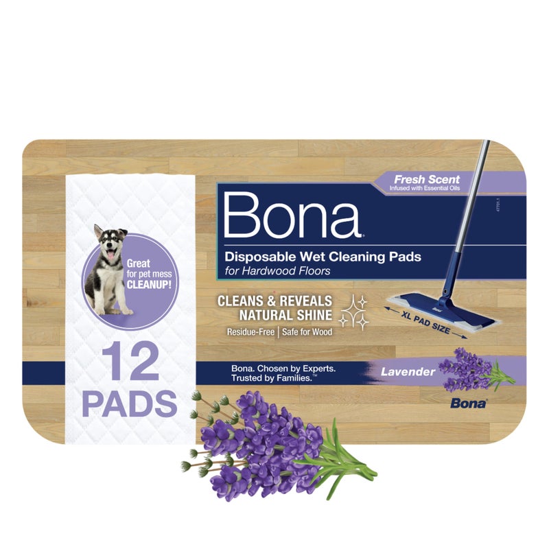 BonaÂ® Disposable Wet Cleaning Pads for Hardwood Floors, Lavender Scent - Image 1