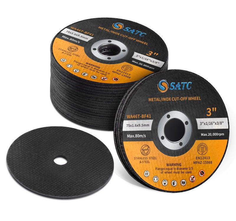 S SATC عجلة طحن S SATC 25 قطعة عجلات قطع 3 بوصة عجلة قطع 3" x1/16 x3/8" تناسب أي طاحونة زاوية أداة هوائية - Image 1