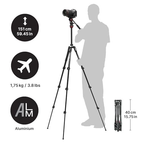 Manfrotto Befree Live, Travel Video Tripod with Video Camera Head and Lever Closure, Aluminum Tripod for DSLR, Mirrorless, Reflex Cameras and Video Cameras, Camera and Video Accessories - Image 2