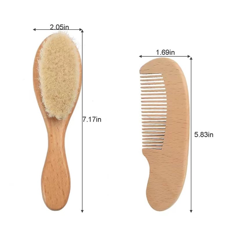 PandaEar 3 Pack Baby Brush and Comb Set Newborn, Silicone Cradle Cap Brush for Babies, Soft Newborn Hair Brush with Soft Goat Bristles, Wooden Toddler Comb Hairbrush Set for Boys and Girls - Image 2