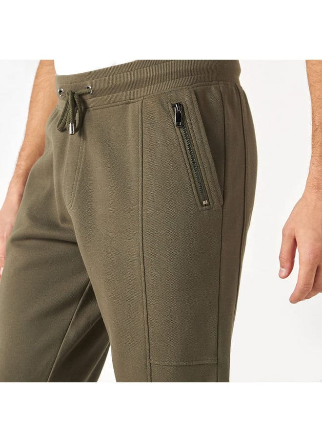 Iconic Iconic Solid Panelled Joggers with Elasticated Waistband and Pockets  - Image 4
