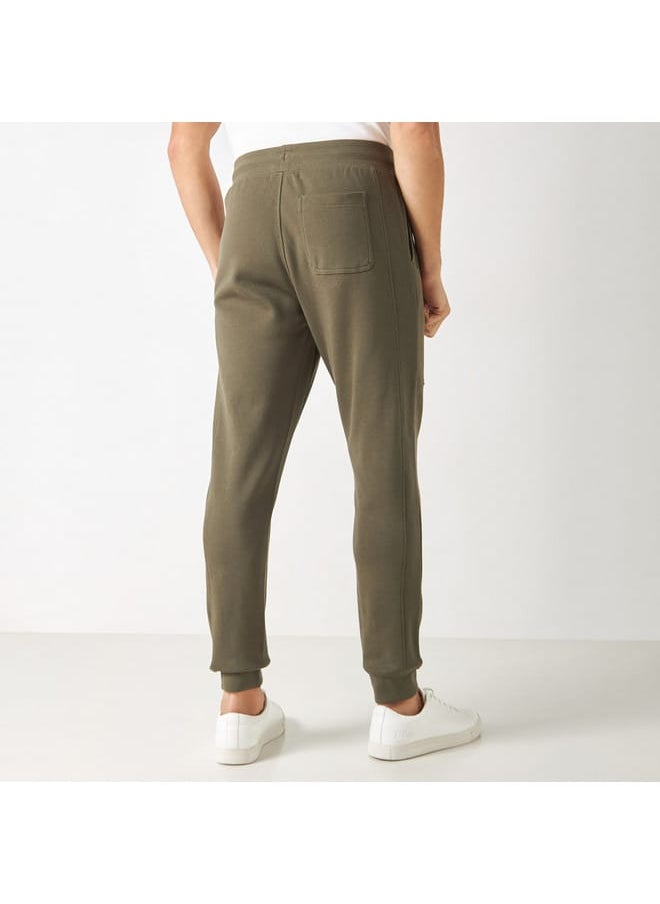 Iconic Iconic Solid Panelled Joggers with Elasticated Waistband and Pockets  - Image 3