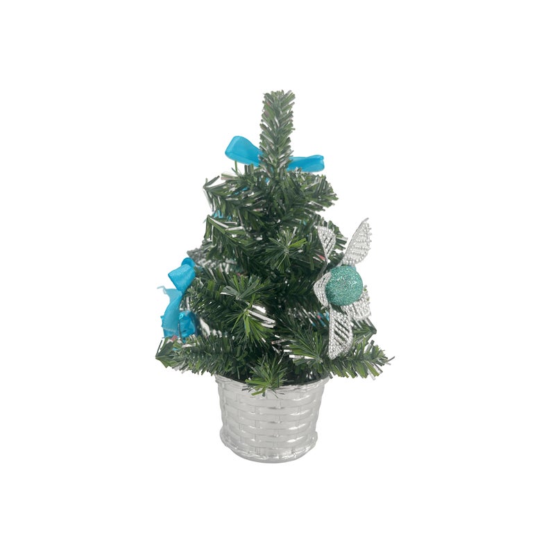 CHRISTMAS MAGIC Decorated Table Tree Turquoise 20cm - Image 2