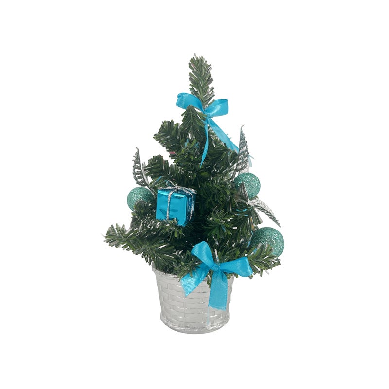 CHRISTMAS MAGIC Decorated Table Tree Turquoise 20cm - Image 3