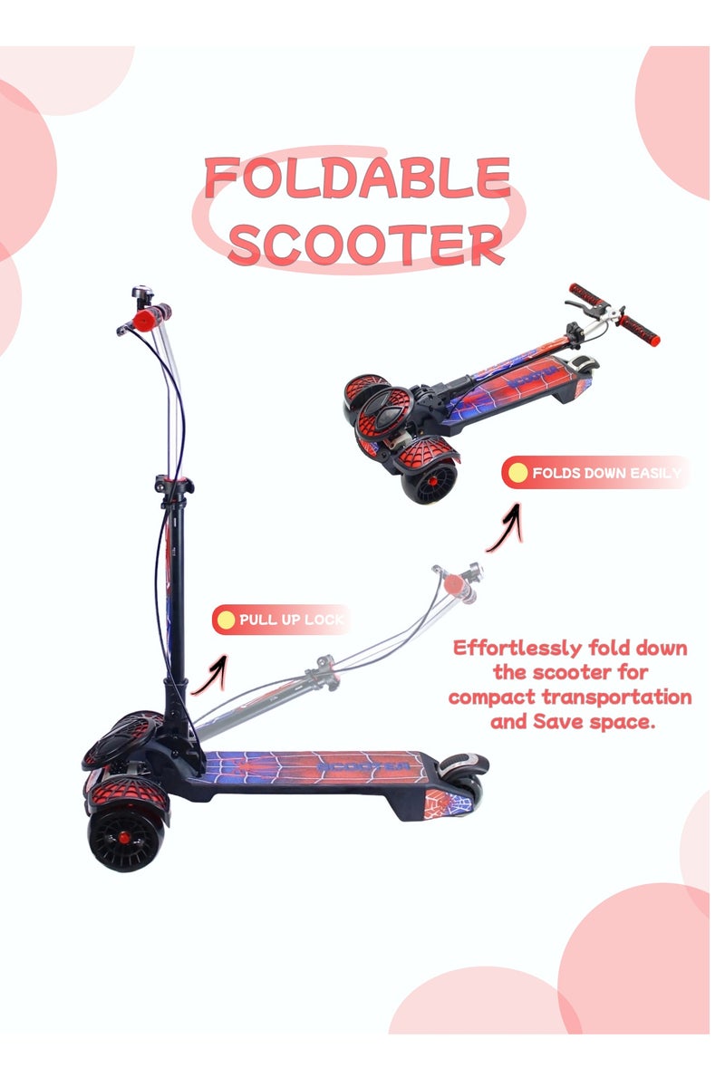 EASY FUTURE Handle Brake, Rear Brake, LED PU Wheels & Music Kick Scooter with Foldable & Height Adjustable Handle Scooters for Kids 3 to 8 Years - Image 2