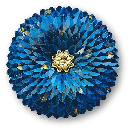 RSN Metal Wall Hanging Rajasthani Ethnic Blue Flower metal Wall Art Sculpture Decorative WallMount Hanging Sculpture for Home Office Hotel Wall Decoration 24 Inch Multicolor - Image 4