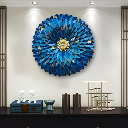 RSN Metal Wall Hanging Rajasthani Ethnic Blue Flower metal Wall Art Sculpture Decorative WallMount Hanging Sculpture for Home Office Hotel Wall Decoration 24 Inch Multicolor - Image 1