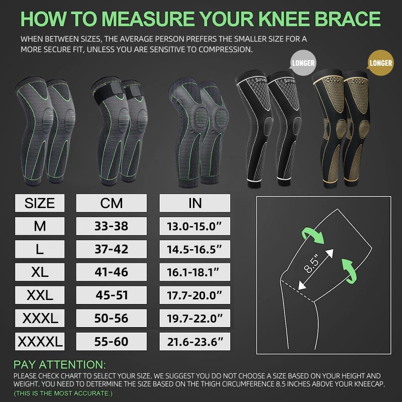 SKDK Full Leg Sleeves Long Compression Leg Sleeve Knee Sleeves Protect Leg, for Man Women Basketball, Arthritis Cycling Sport Football, Reduce Varicose Veins and Swelling of Legs - Image 5