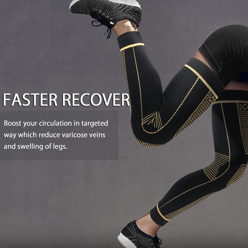 SKDK Full Leg Sleeves Long Compression Leg Sleeve Knee Sleeves Protect Leg, for Man Women Basketball, Arthritis Cycling Sport Football, Reduce Varicose Veins and Swelling of Legs - Image 3