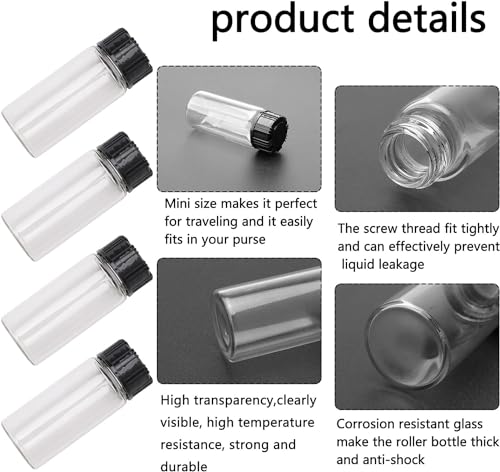 Newzoll 50Pcs Clear Glass Bottles, 10ml 1/3 Oz Liquid Sample Collection Glass Bottles, Small Glass Vials with Screwcap, Mini Glass Bottles With Lids for Liquids - Image 3