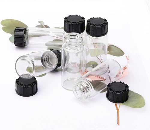 Newzoll 50Pcs Clear Glass Bottles, 10ml 1/3 Oz Liquid Sample Collection Glass Bottles, Small Glass Vials with Screwcap, Mini Glass Bottles With Lids for Liquids - Image 5